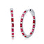 Ruby Baguette Tennis Hoop Earrings