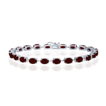Sterling Silver Oval Gemstone Tennis Bracelets