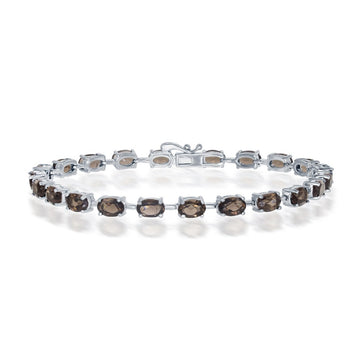 Sterling Silver Oval Gemstone Tennis Bracelets