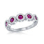 Ruby Halo 5 Stone Band in Sterling Silver
