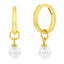 Huggie Hoops Earrings with Pearl Charms