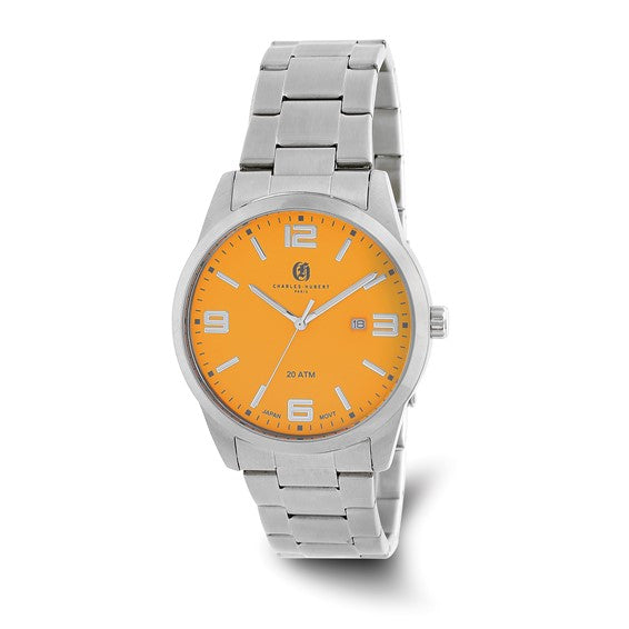 Charles Hubert Paris Stainless Steel Orange Dial Wrist Watch  display picture 1