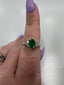 Natural Oval Emerald & Diamond White Gold Ring