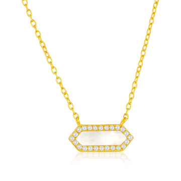 Mother of Pearl Hexagonal Pendant Necklace