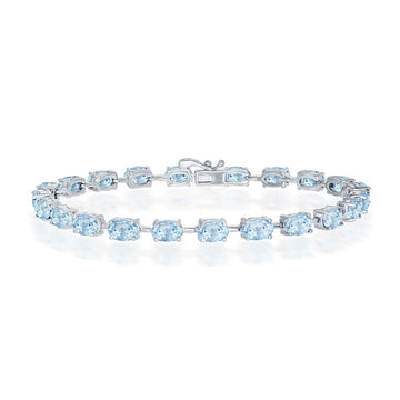 Sterling Silver Oval Gemstone Tennis Bracelets