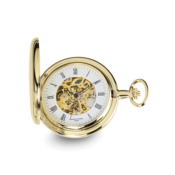 Charles Hubert 14K Gold-Finish White Dial Pocket Watch – Taylor