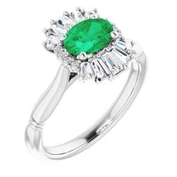 14K Lab Grown Emerald & Diamond Cocktail Ring