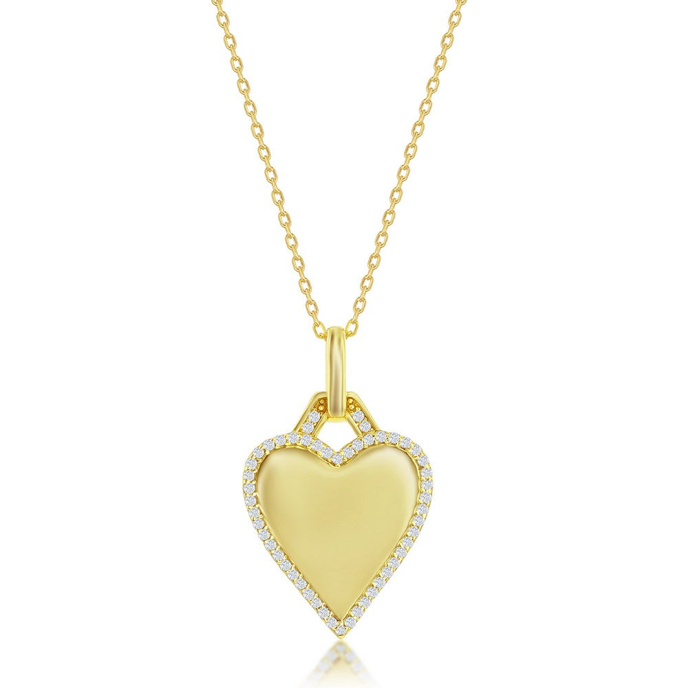 Sterling Micro Pavé Heart Lock Design Necklace