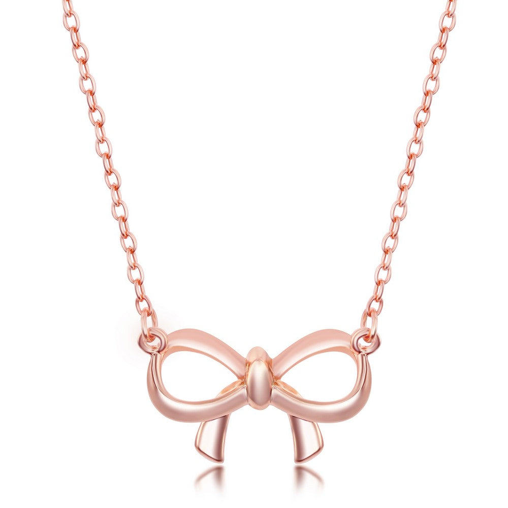 ★TATIANA★Dainty Cubic Ribbon necklace 2color Dainty Bow Necklace, Ribbon Necklace, Bowknot Pendant