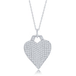 Sterling Iced Micro Pavé Heart Lock Necklace