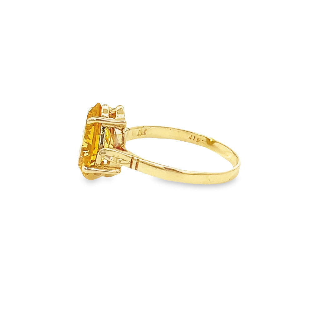 Vintage Created Citrine Solitaire Ring