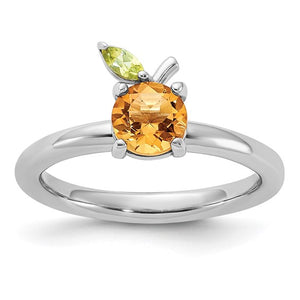 Citrine and Peridot Orange Stackable Ring