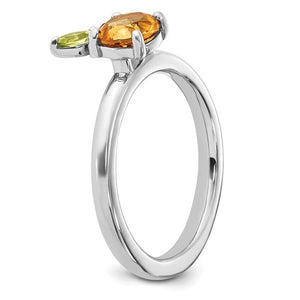 Citrine and Peridot Orange Stackable Ring