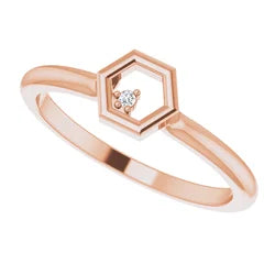 14K Diamond Stackable Honeycomb Ring