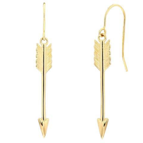Cupid’s Arrow Dangling Gold Earrings
