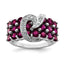 Rhodolite Grape Garnet and Diamond 3 Row Sterling Silver Ring