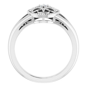 Sterling Silver Vintage Inspired .025 CTW Diamond Ring