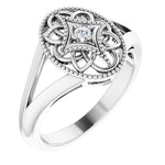 Sterling Silver Vintage Inspired .025 CTW Diamond Ring