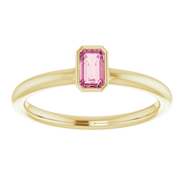 Genuine Pink Tourmaline Stackable Ring