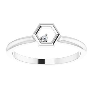 Sterling Silver .0075 CT Diamond Stackable Honeycomb Ring