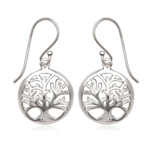 Sterling Silver Tree Of Life Dangle Earrings