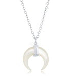 Sterling Silver Reversed Mother of Pearl Horn Necklace