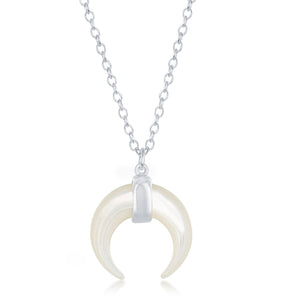Sterling Silver Reversed Mother of Pearl Horn Necklace