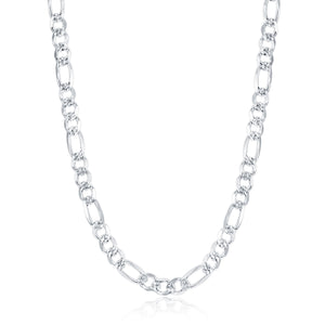 Sterling Silver 6.2mm Pave Figaro Chain
