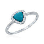 Sterling Silver Triangle Turquoise with CZ Border Ring