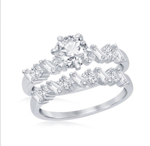 Sterling Silver Multi-Shape Engagement Ring Set