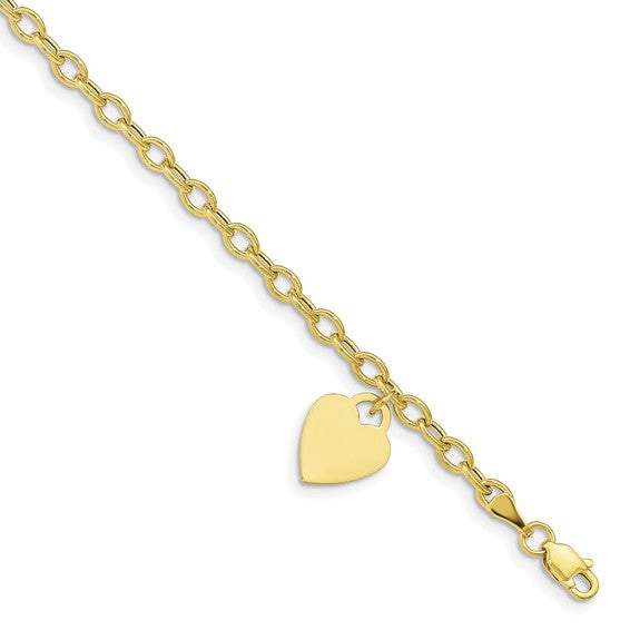 10k Yellow Gold Charm Bracelet with Heart