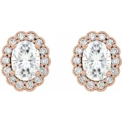 Oval Forever One™ Moissanite & 3/8 CTW Diamond Earrings