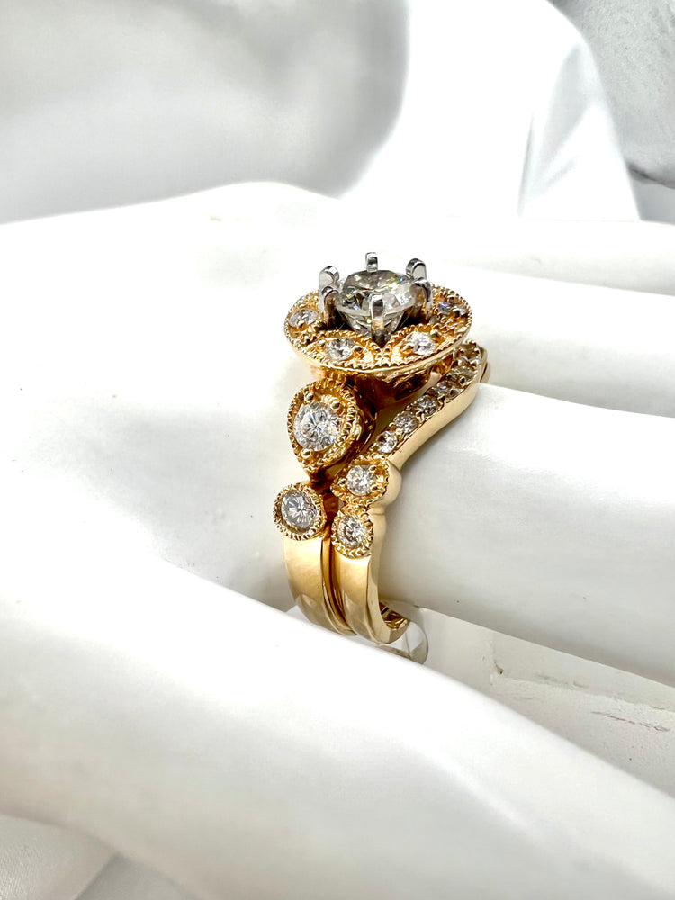 Antique Vintage Inspired 14K Diamond Engagement Set