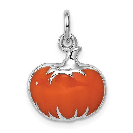 Orange Enamel Pumpkin Sterling Silver Charm