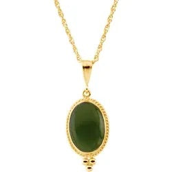 Oval Cabochon Nephrite Jade 18" Necklace
