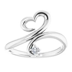 Sterling Silver & Diamond Elegant Heart Promise Ring