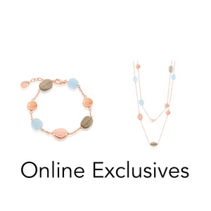 Rose Gold Natural Aquamarine & Smokey Quartz Bracelet and Necklace