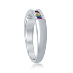 Sterling Silver Rainbow Baguette Band