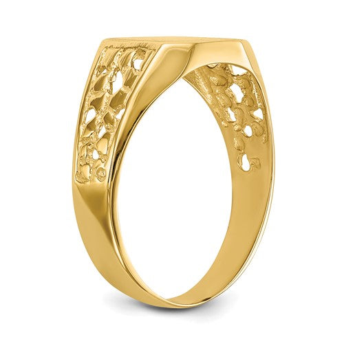 Men’s Nugget Style Square Signet 14K Ring