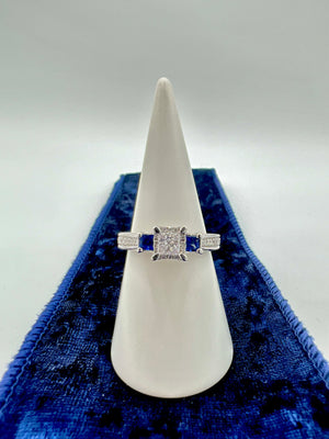 Diamond Princes and Sapphire Engagement Set