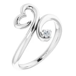 Sterling Silver & Diamond Elegant Heart Promise Ring