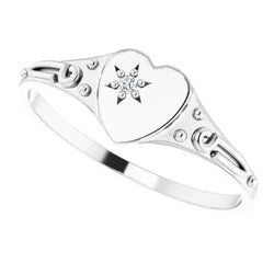 Sterling Silver & Diamond Hear Promise Ring