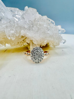 Trendy Rose Gold Oval Halo Engagement Ring