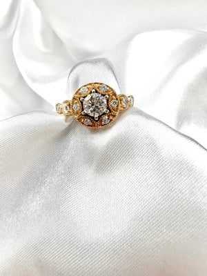 Antique Vintage Inspired 14K Diamond Engagement Set