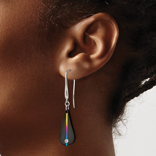 Edward Mirell Black & Rainbow Titanium White Sapphire Earrings