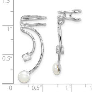 Pearl and CZ Wire Ear Cuff