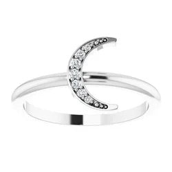 Sterling Silver & Diamonds Crescent Moon Promise Ring