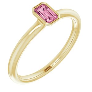 Genuine Pink Tourmaline Stackable Ring