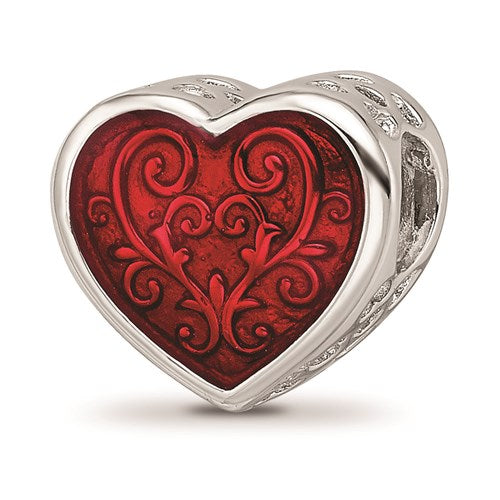 Sterling Silver Reflections With Red Enamel Embelishment Bead